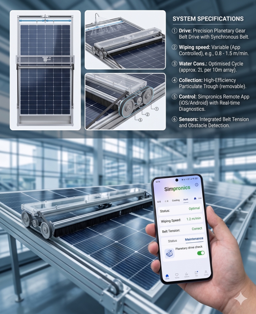 Simpronics Helioclean Automated Solar Cleaning System Robot